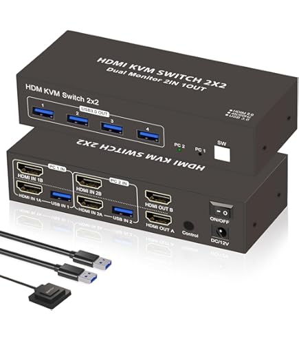 Amazon | 【HDMI Displayport 同時出力】KVM 切替器 PC 2入力 モニター